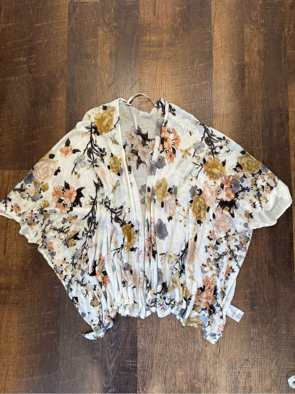 Macy’s White shawl with yellow and pink florals